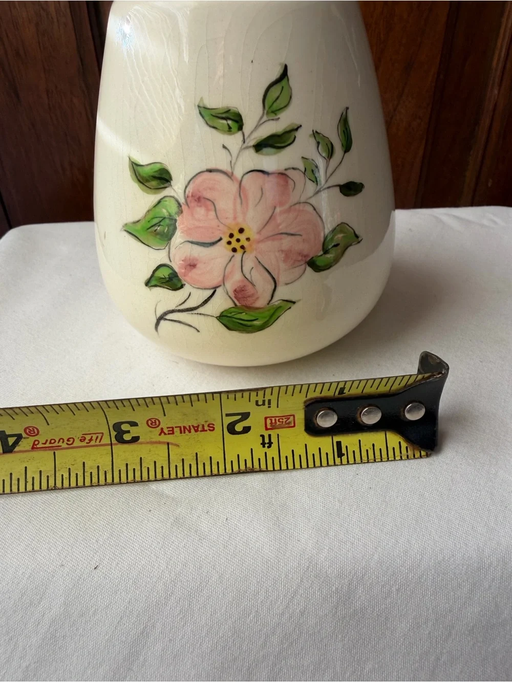 Vintage Signed Studio Pottery Bud Vase Pink Flower Handmade 1974